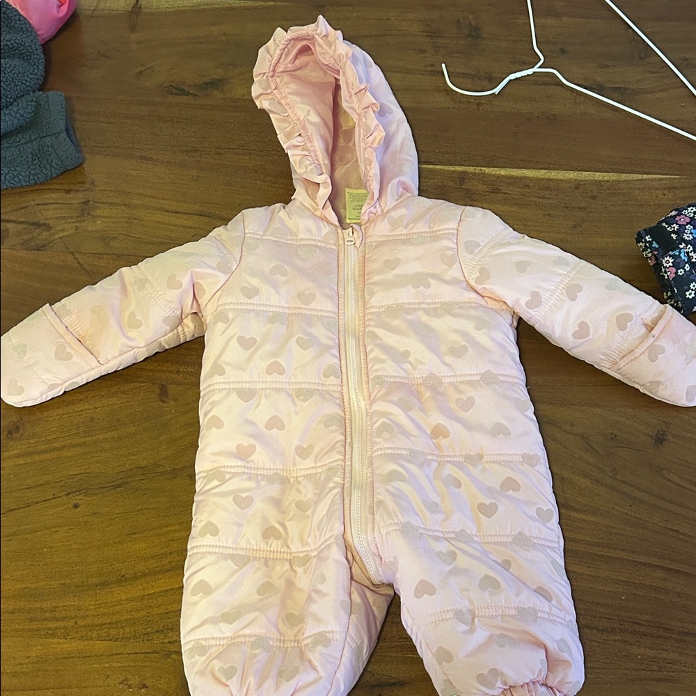 First Impressions Pink Heart Puffer Jacket